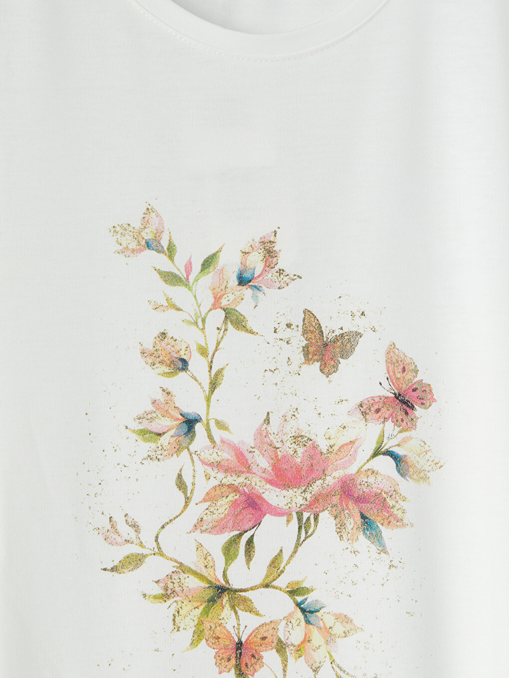 Crew Neck Floral Printed Women's T-Shirt-5