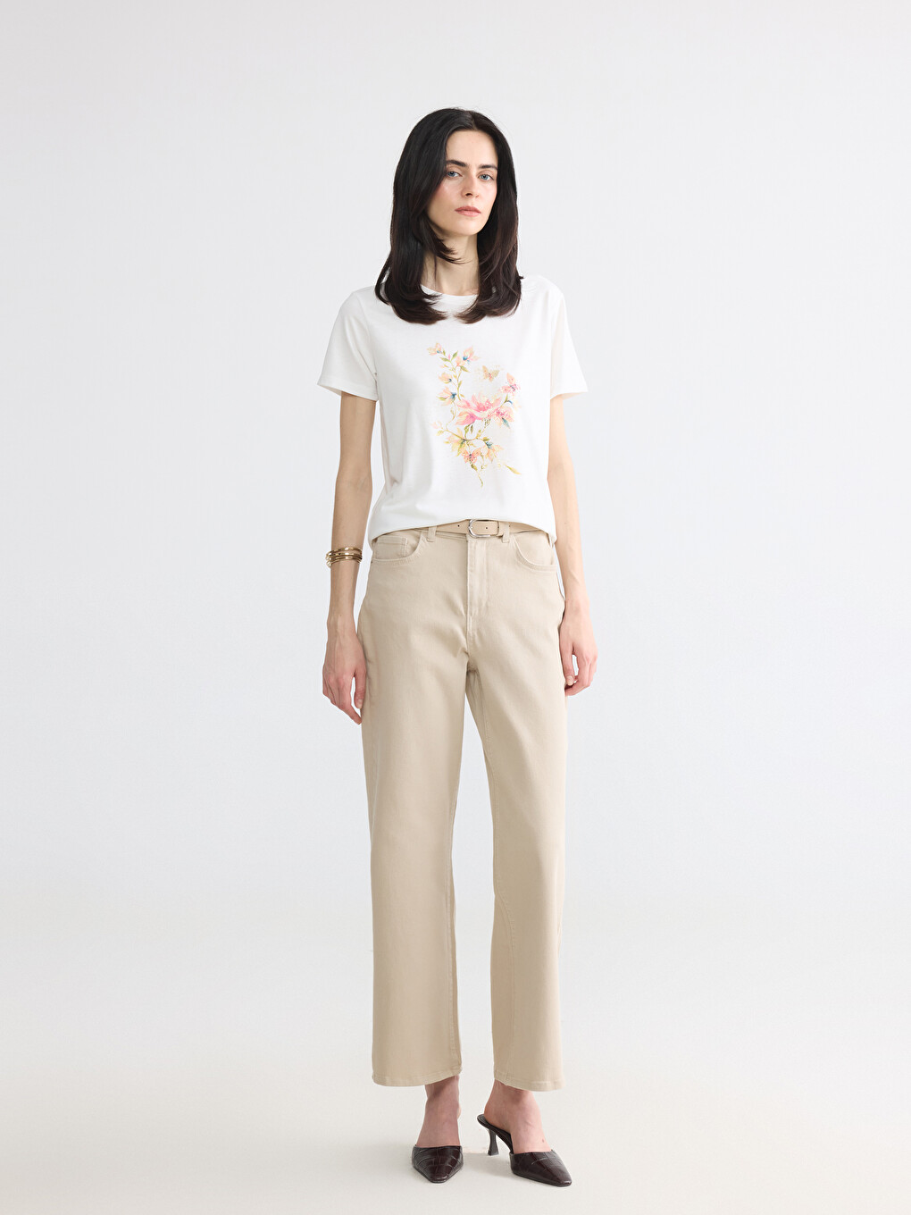 Crew Neck Floral Printed Women's T-Shirt-1