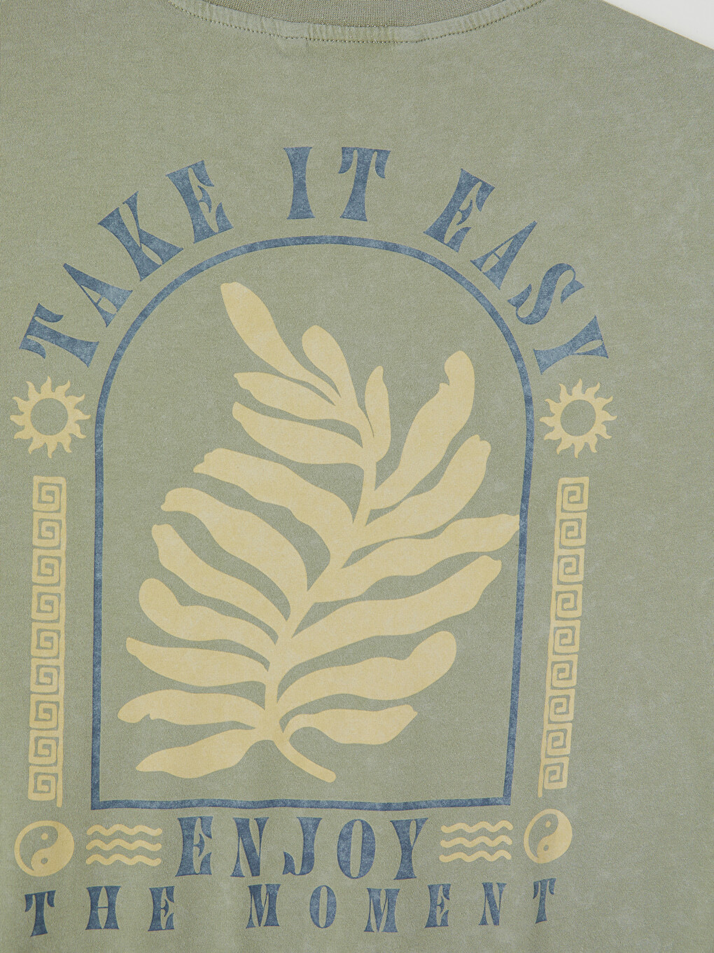 Yeşil Relaxed Fit Erkek Tişört-1