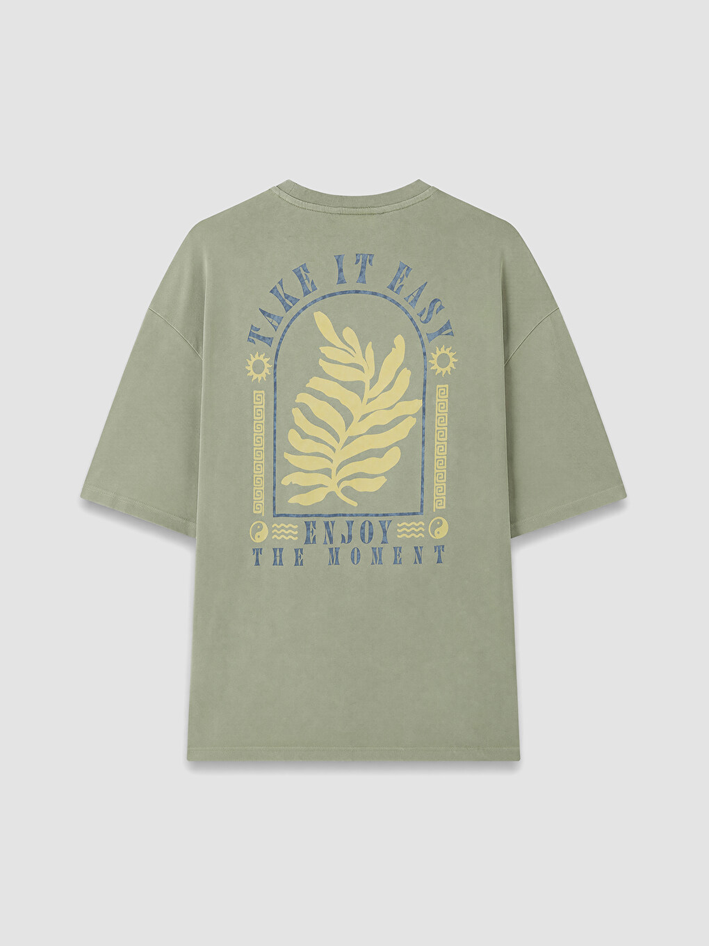 Yeşil Relaxed Fit Erkek Tişört-3