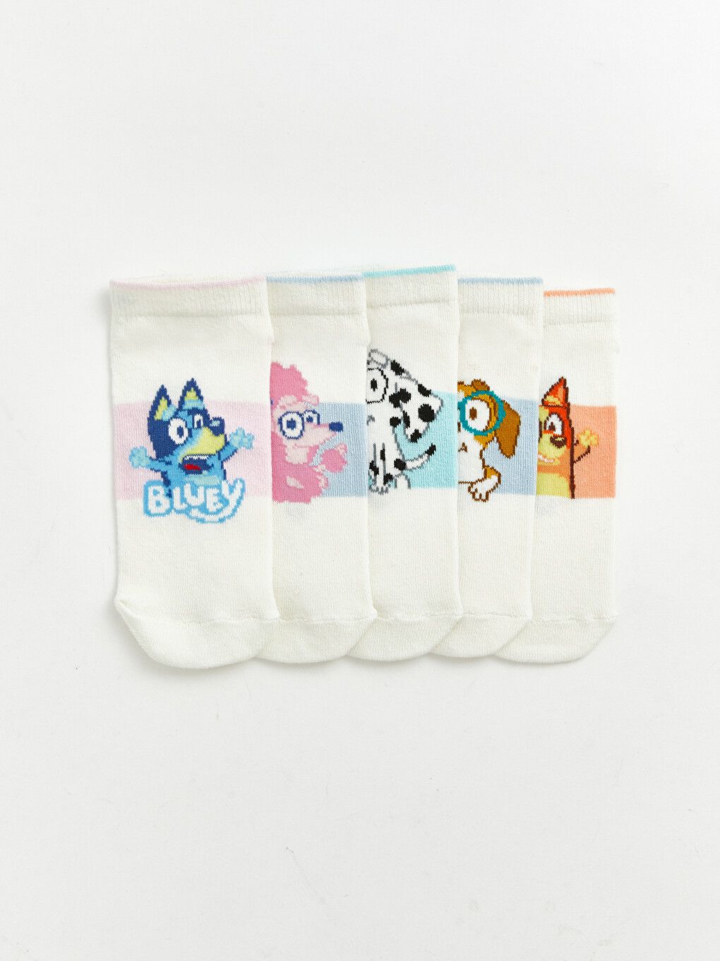 Ekru Bluey Lisanslı Kız Çocuk Patik Çorap 5'li