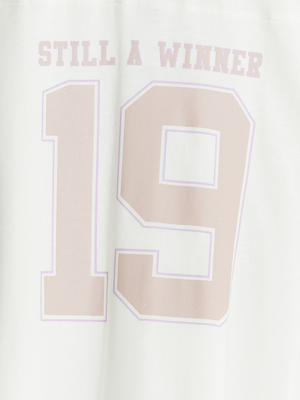 Ekru Bisiklet Yaka Baskılı Şeritli Kız Çocuk Tişört-2