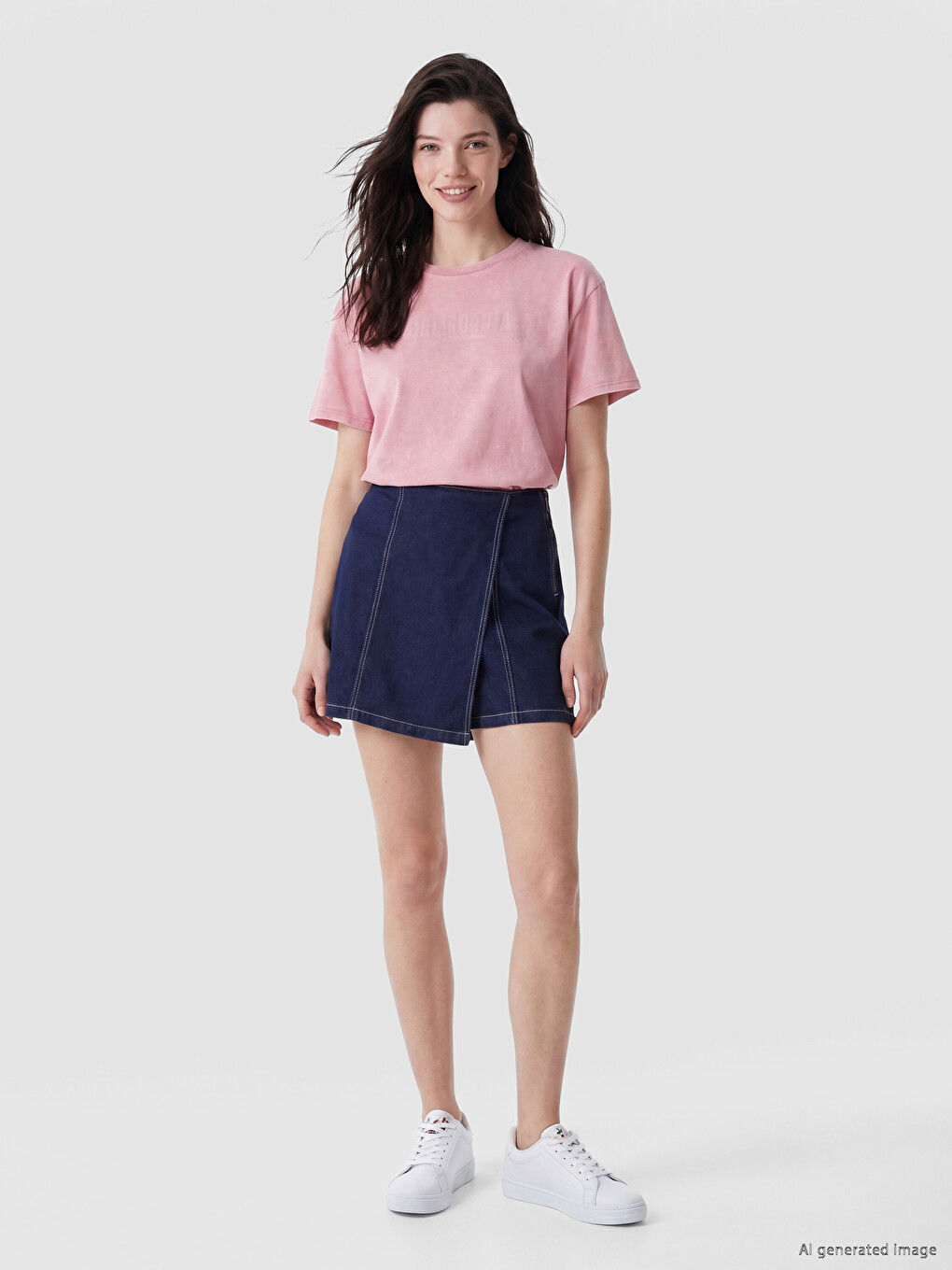 Tricou de damă cu imprimeu California, cu guler rotund-1