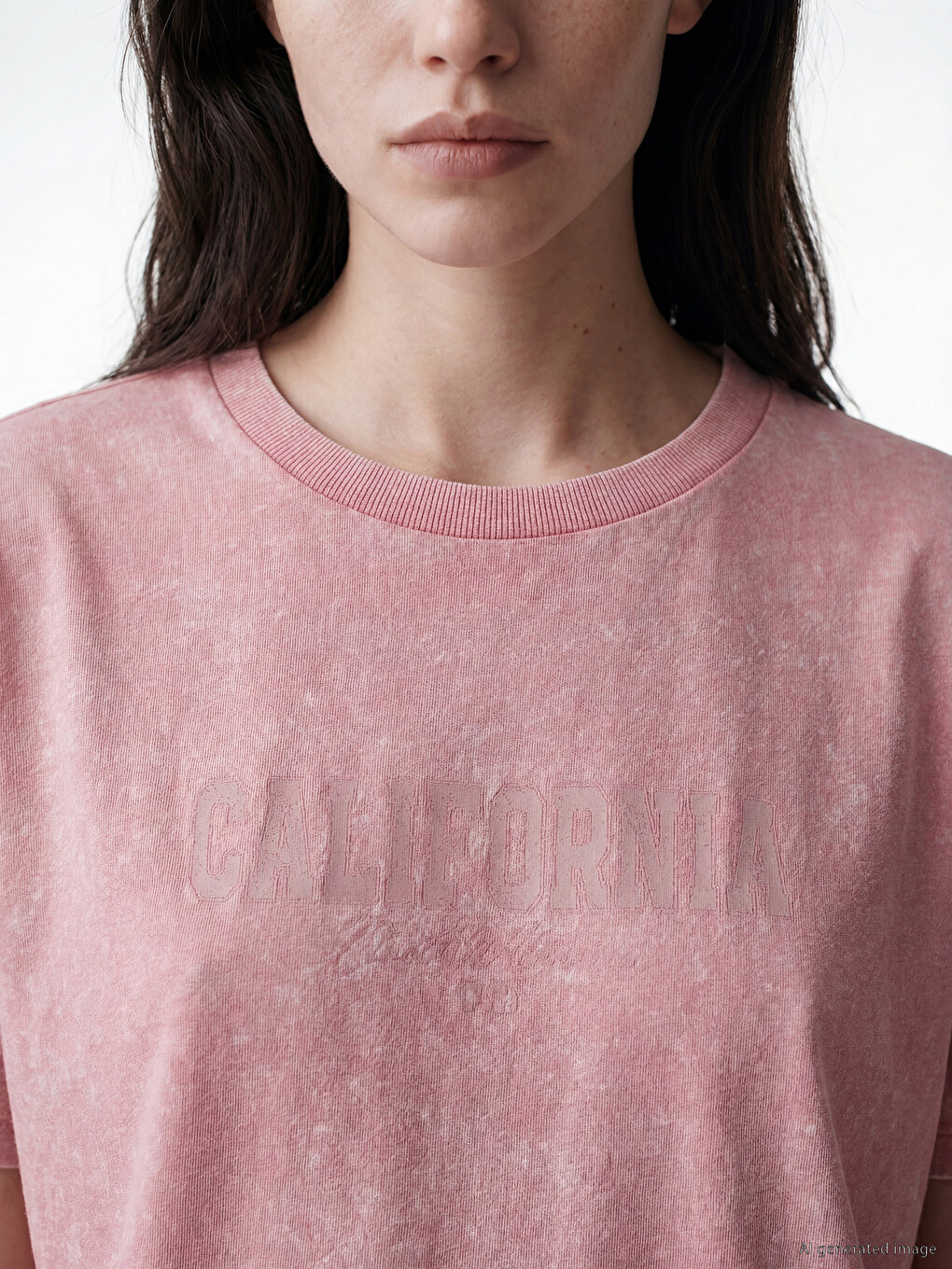 Tricou de damă cu imprimeu California, cu guler rotund-2