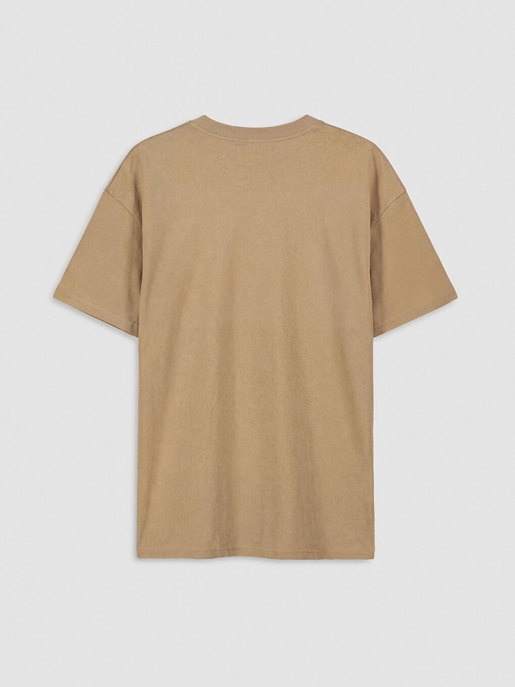 Bej Bisiklet Yaka Nakışlı Erkek Çocuk Tişört-1