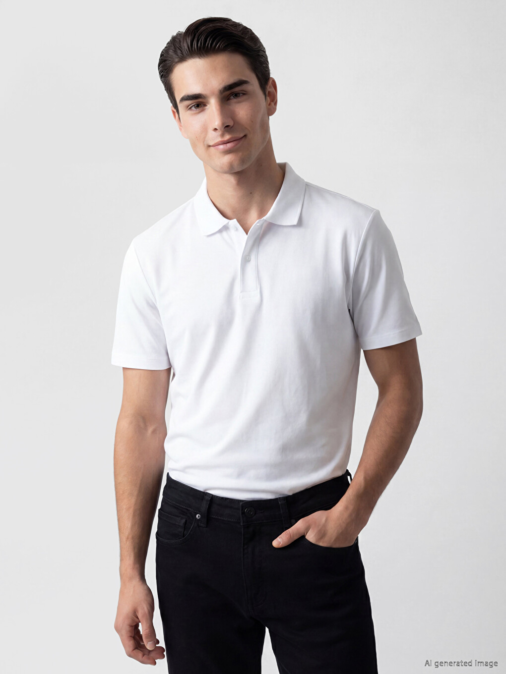 Beyaz Polo Yaka Soft Touch %100 Pamuk Erkek Tişört