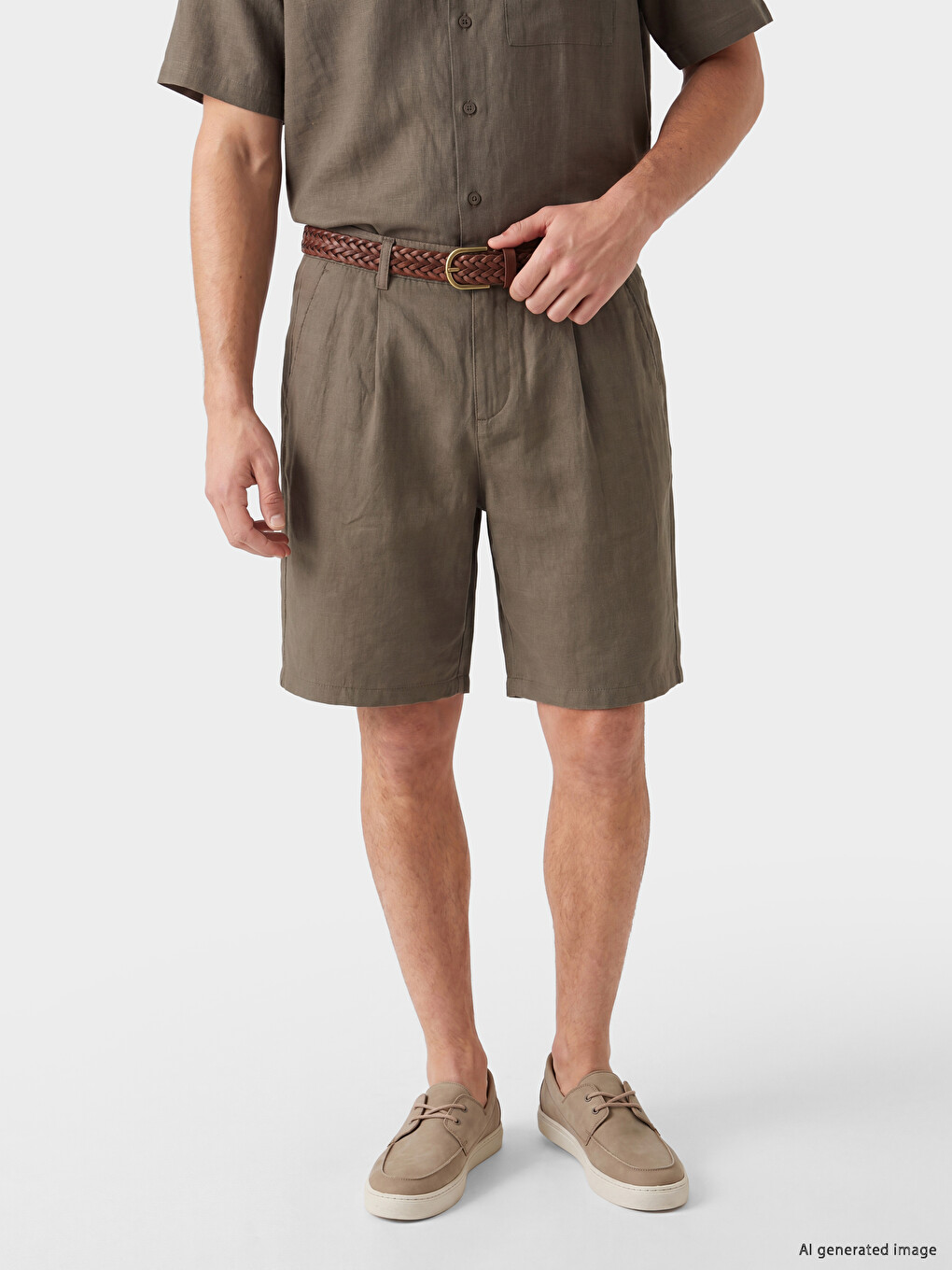 Regular Fit Linen-look Men's Shorts-1