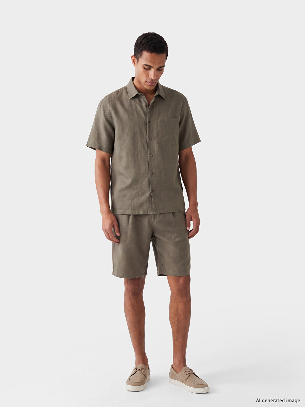 Regular Fit Linen-look Men's Shorts-2
