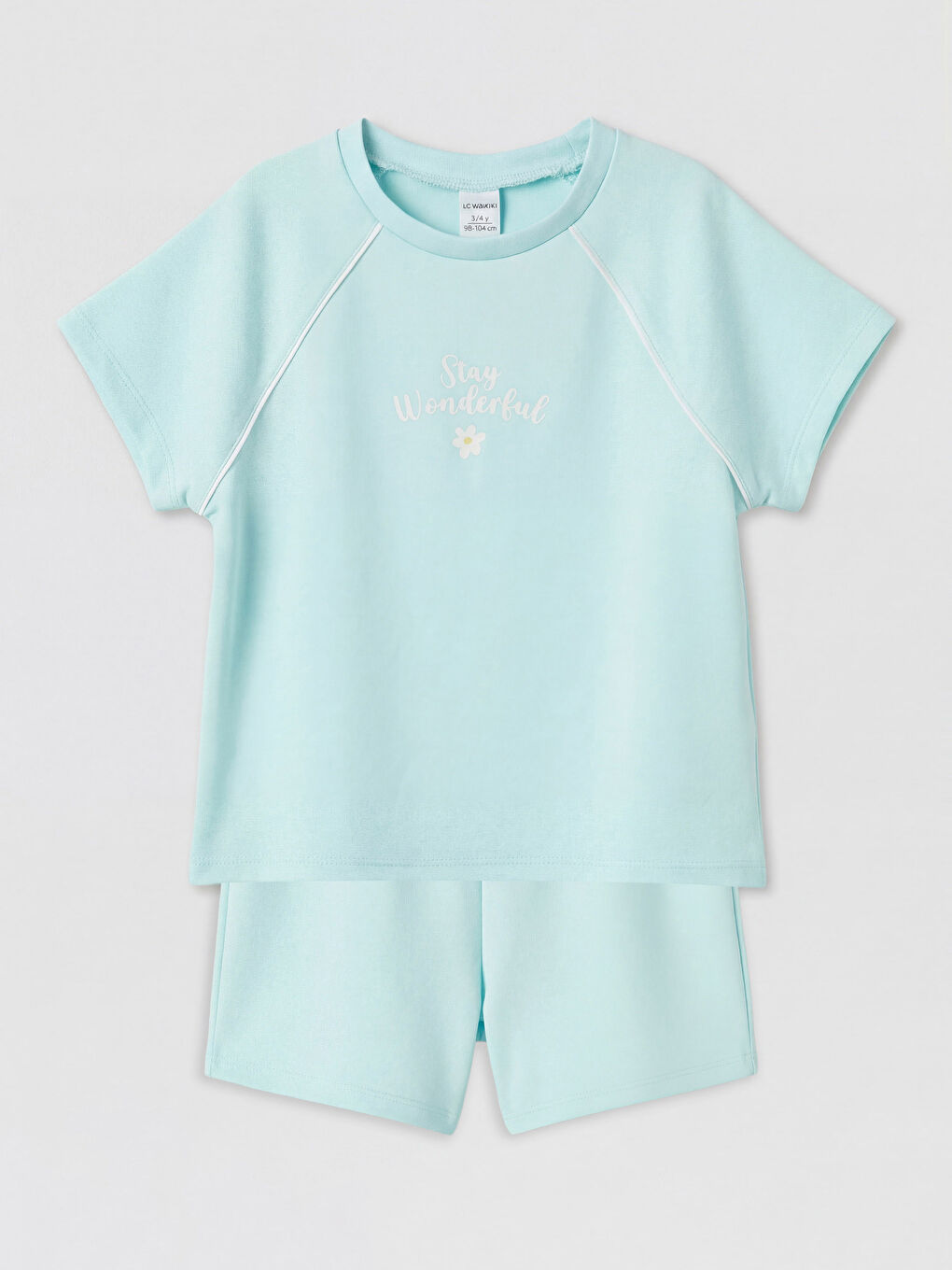 Turkuaz Çiçek Baskılı Kız Çocuk Takım