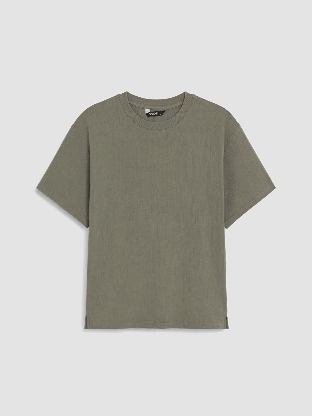 Haki Loose Fit Bisiklet Yaka Erkek Tişört