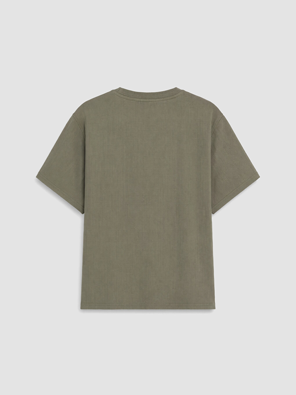 Haki Loose Fit Bisiklet Yaka Erkek Tişört-2