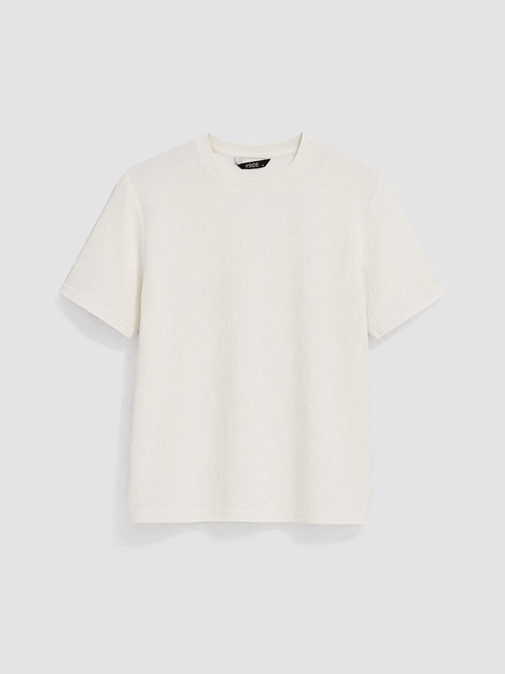 Ekru Loose Fit Bisiklet Yaka Erkek Tişört