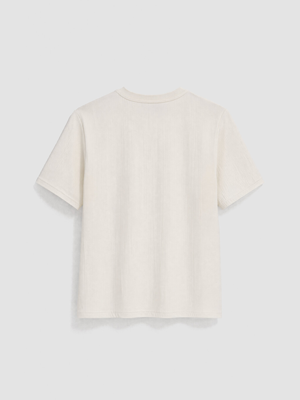 Ekru Loose Fit Bisiklet Yaka Erkek Tişört-2