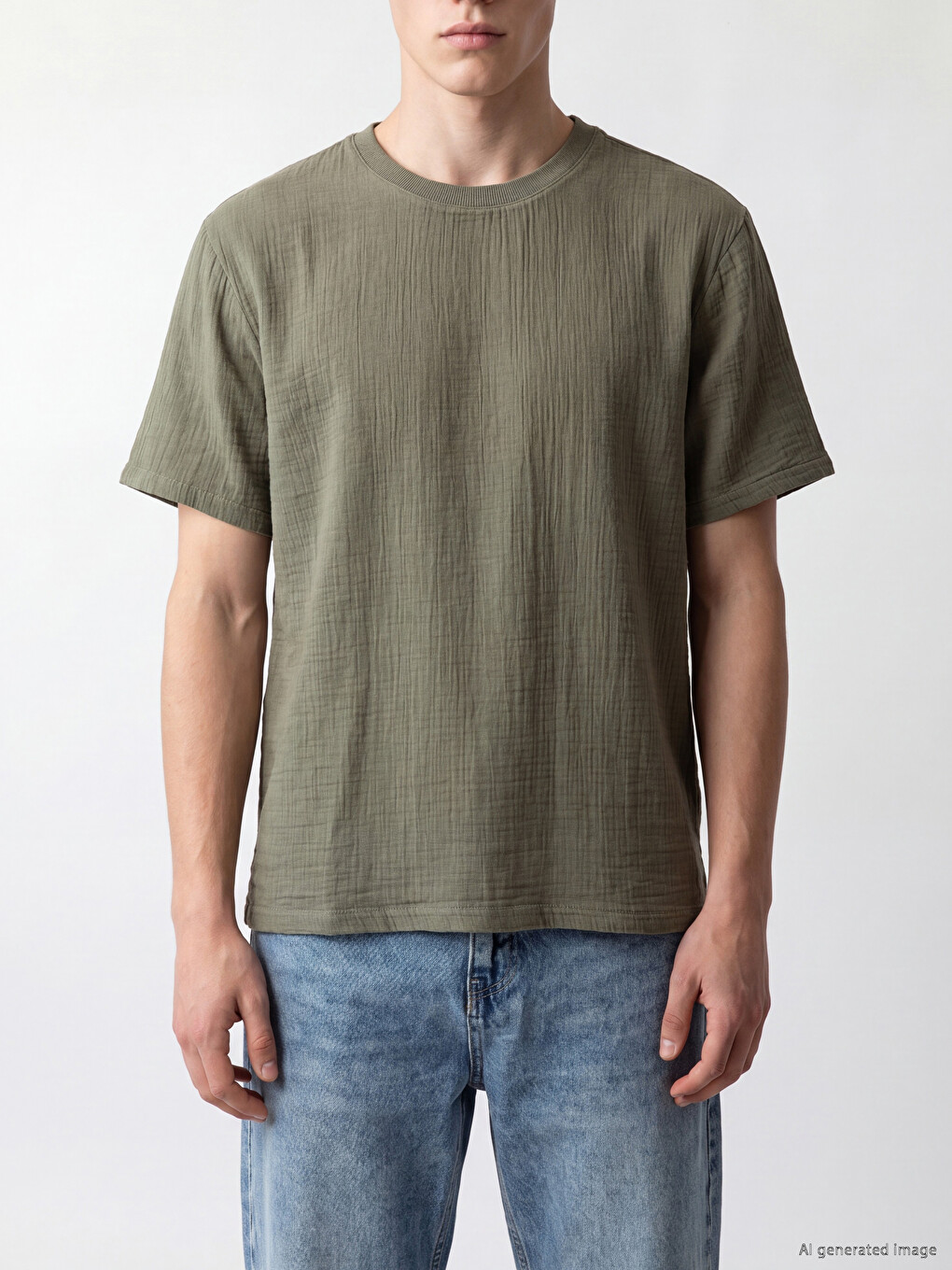 Loose Fit Crew Neck Men's T-Shirt-2