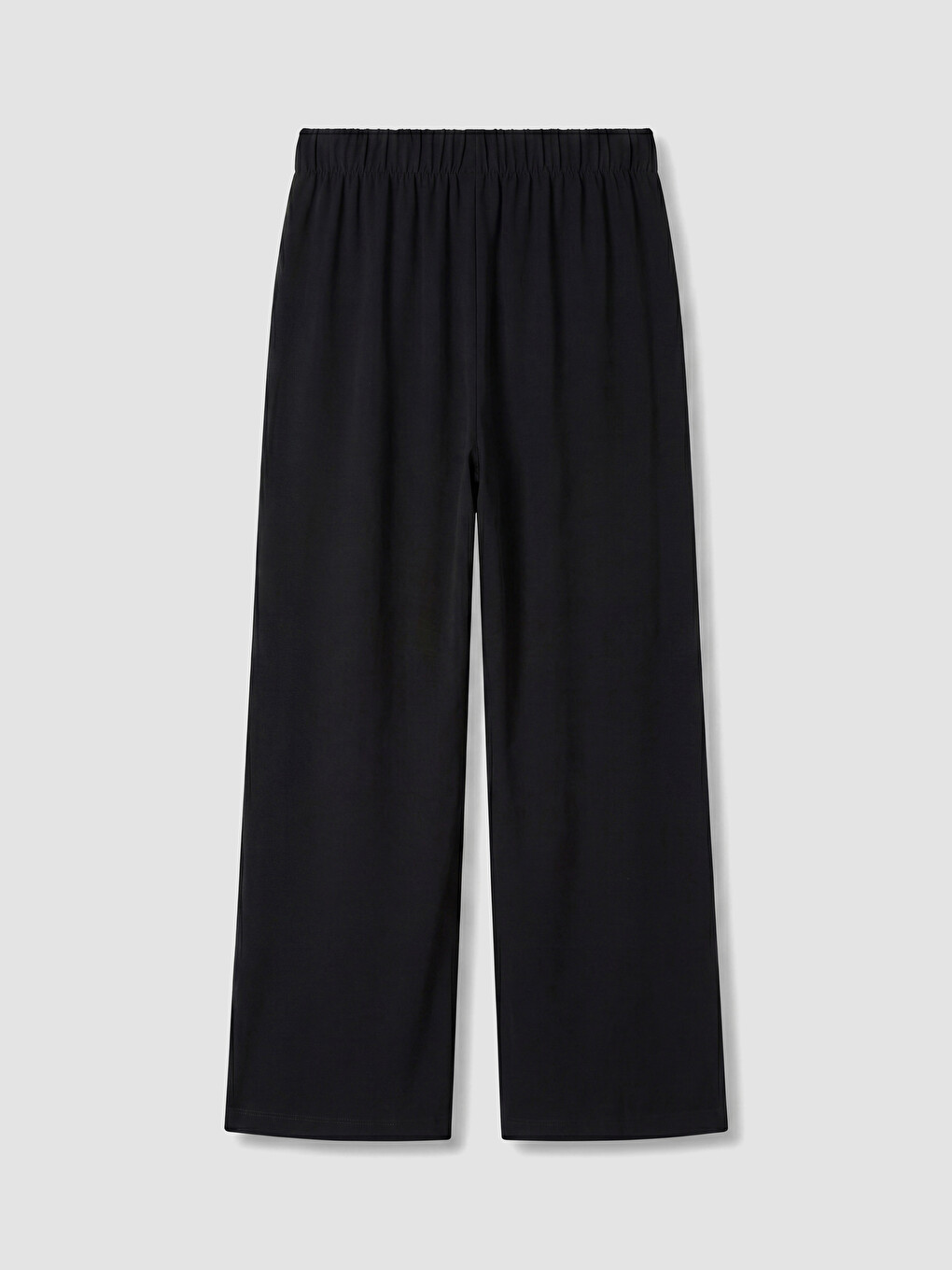 Siyah Beli Lastikli Geniş Paça Kadın Pantolon-2