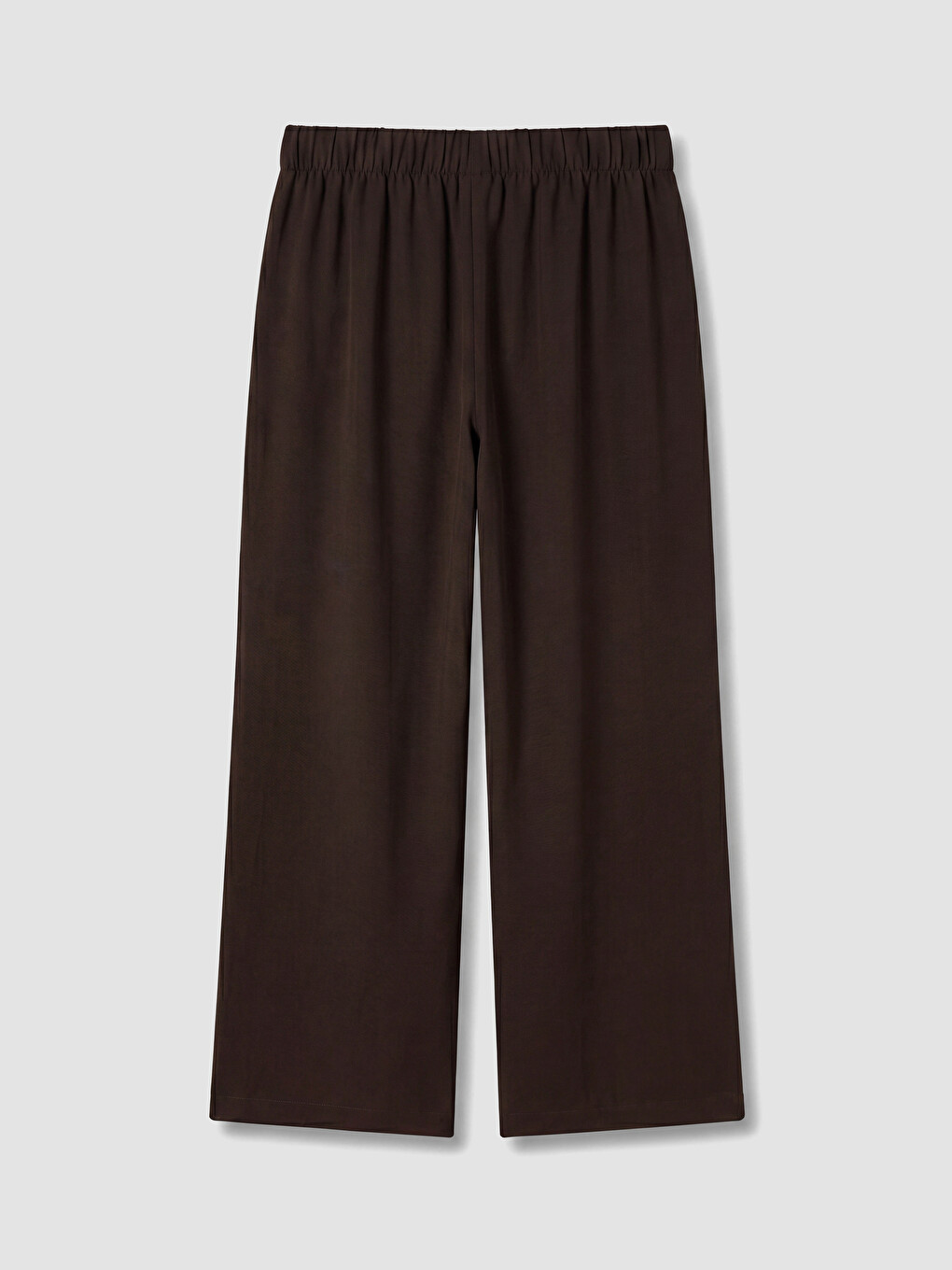Kahverengi Beli Lastikli Geniş Paça Kadın Pantolon-2