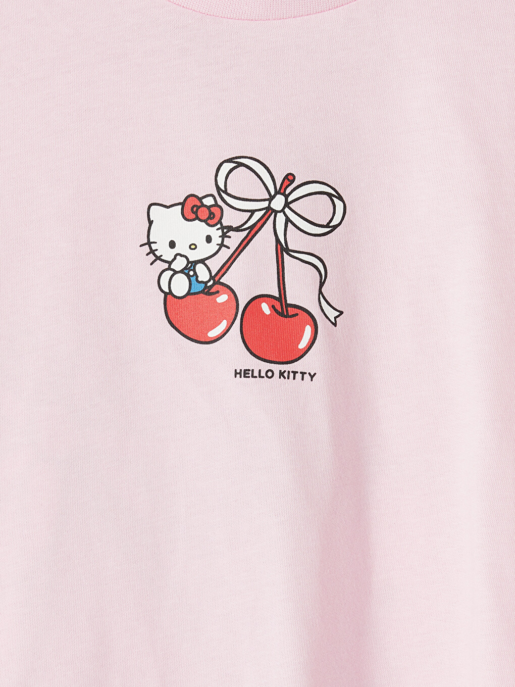 Pembe Bisiklet Yaka Hello Kitty Baskılı Kız Çocuk Tişört-2