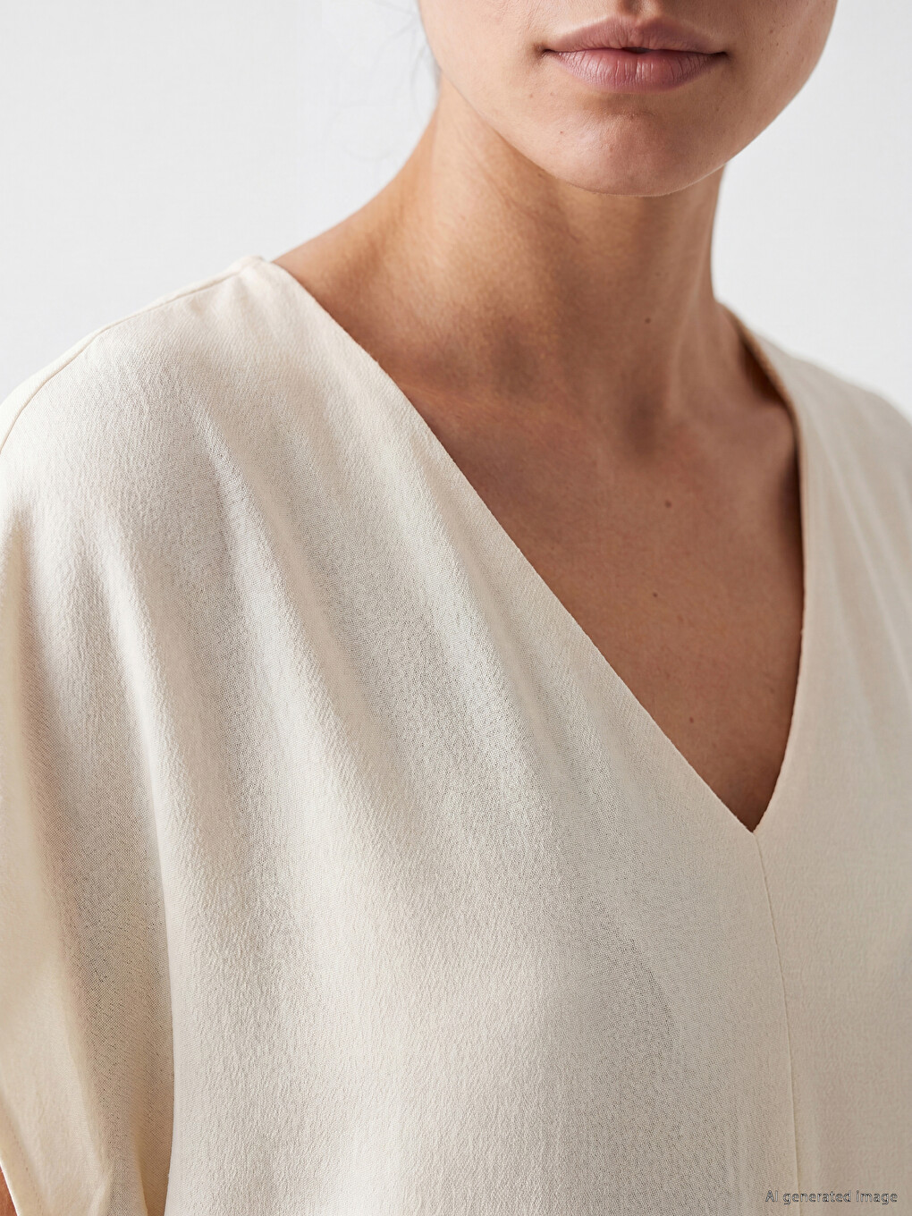 V Neck Linen Blend Dress-2