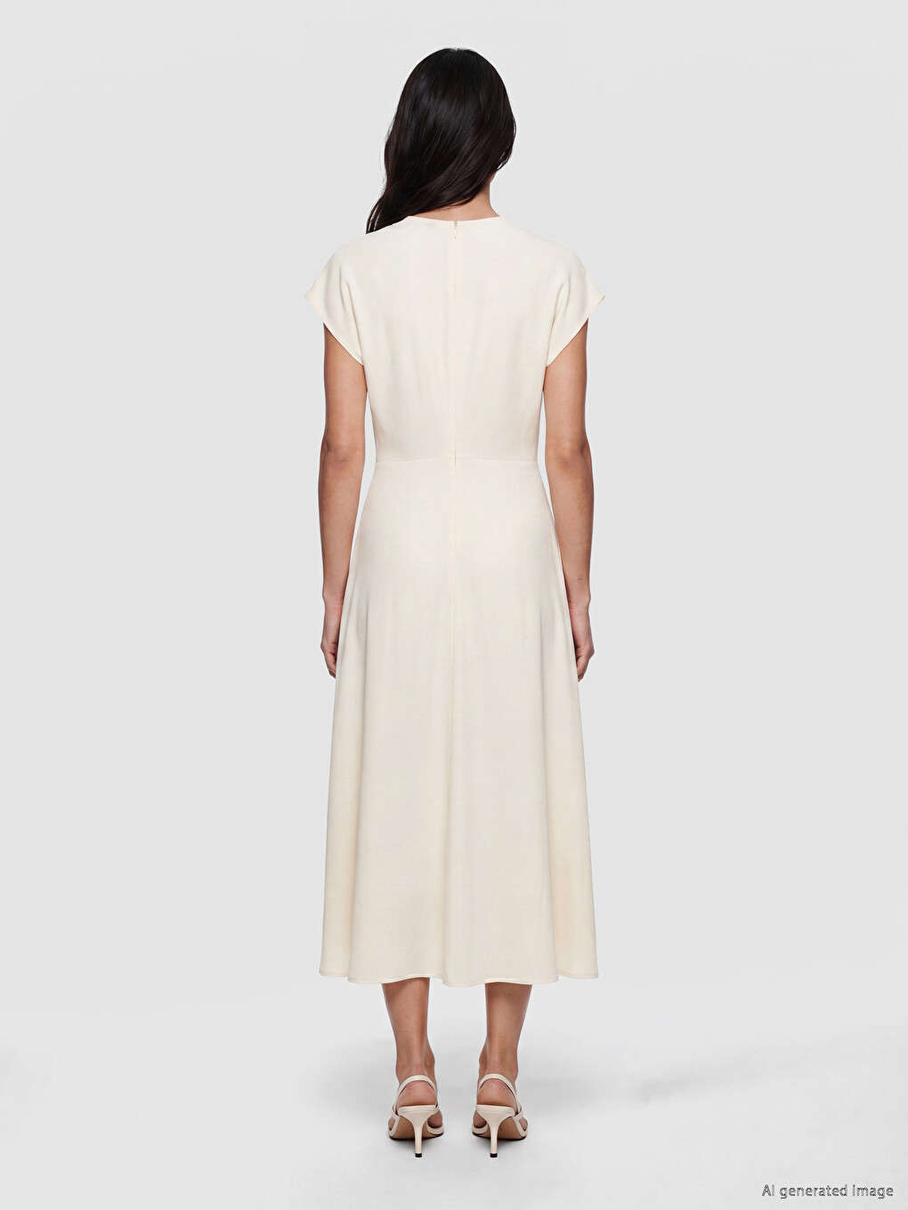 V Neck Linen Blend Dress-3