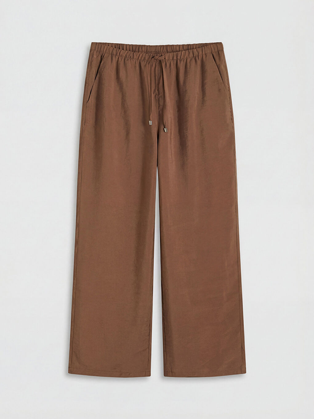 Kahverengi Beli Lastikli Modal Karışımlı Kadın Pantolon