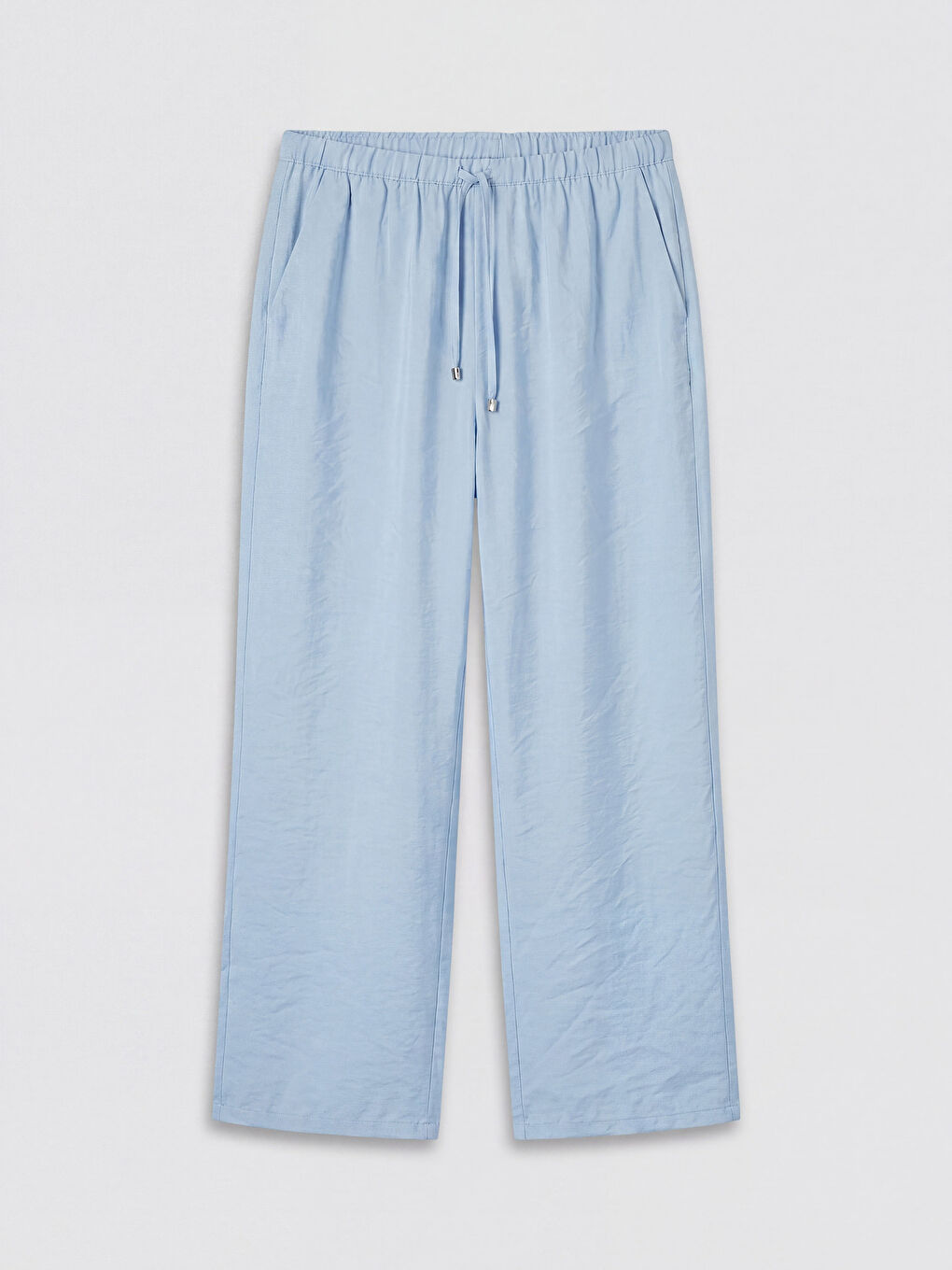 Mavi Beli Lastikli Modal Karışımlı Kadın Pantolon