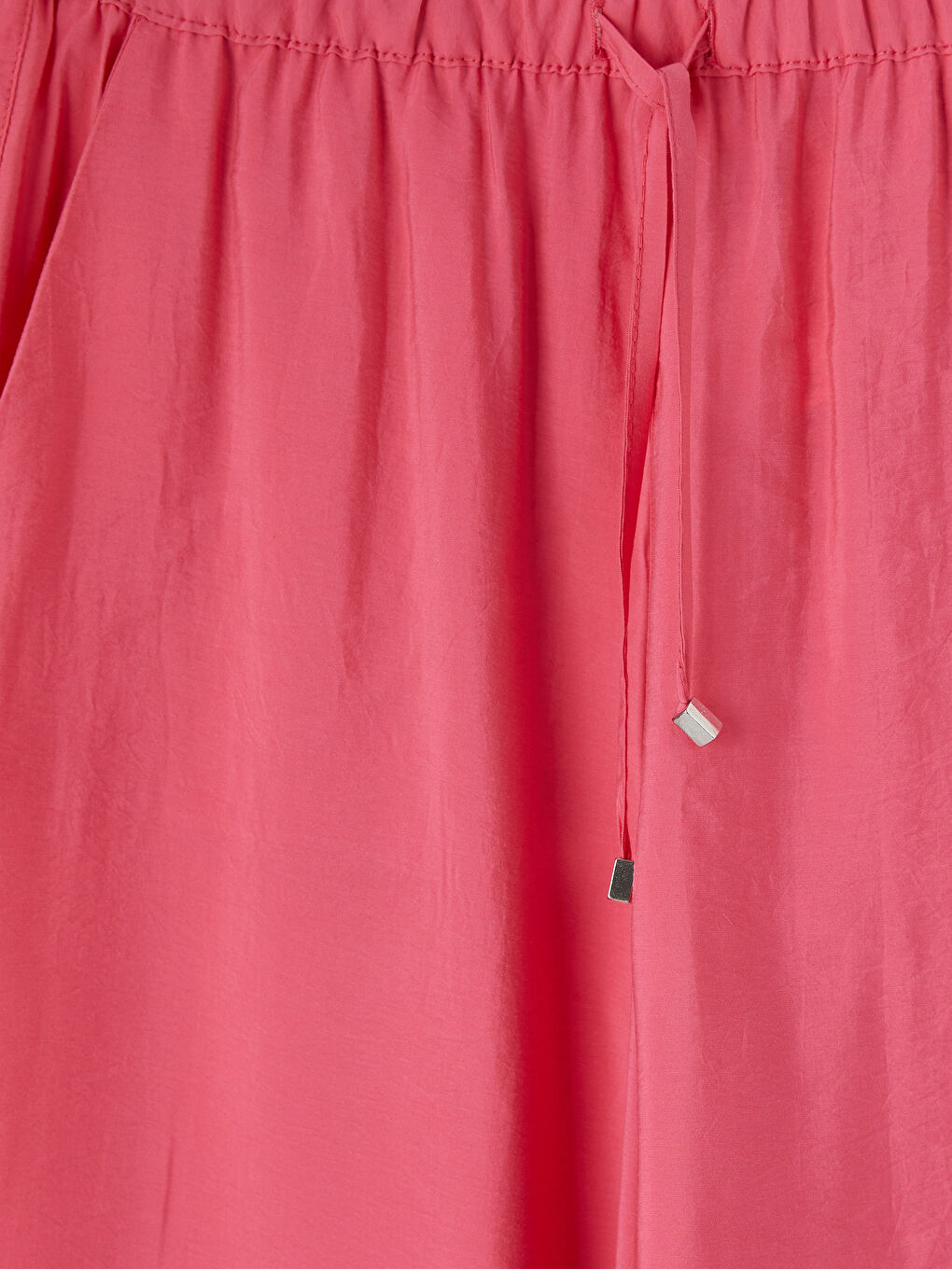 Pembe Beli Lastikli Modal Karışımlı Kadın Pantolon-2