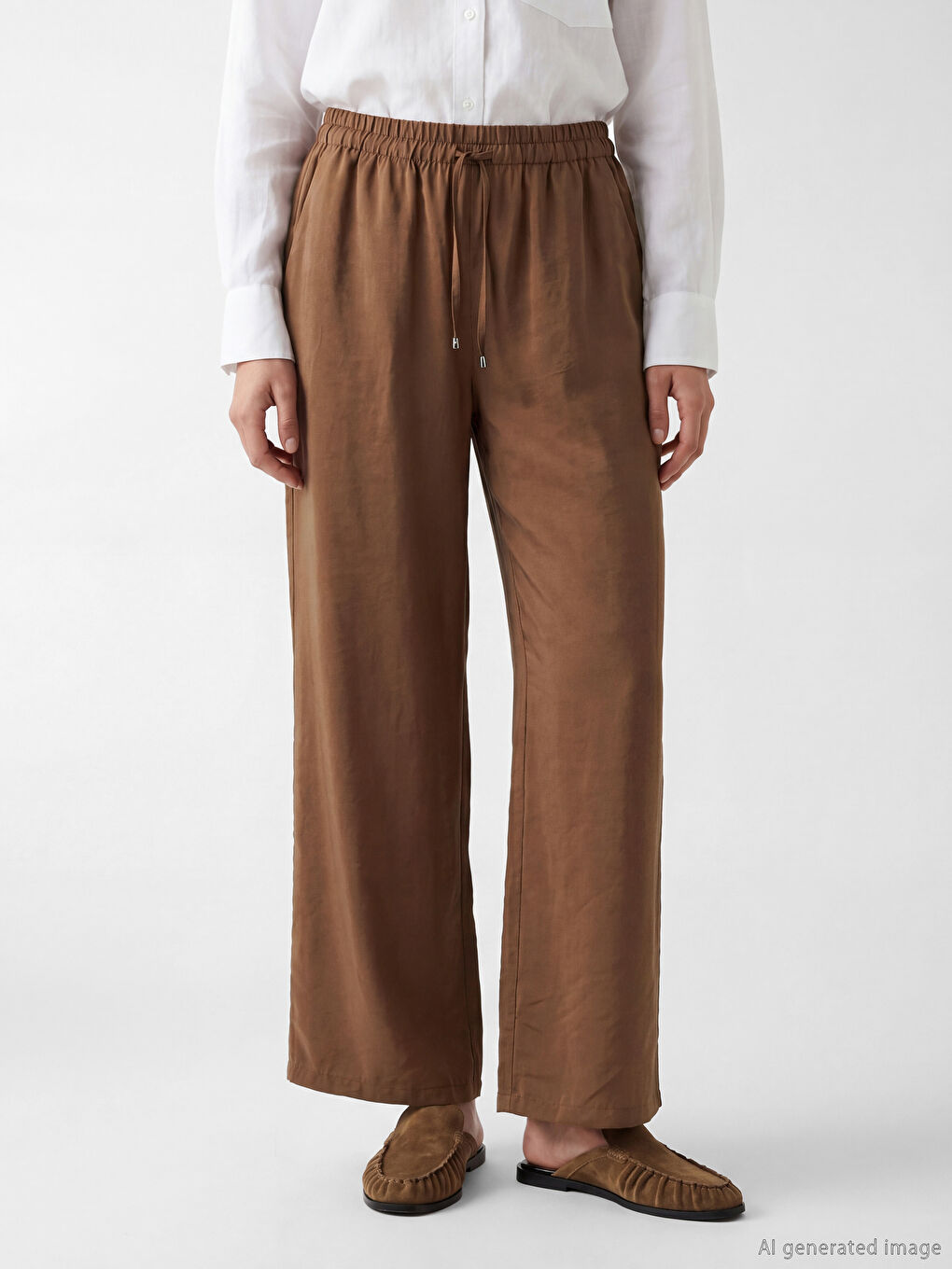 Дамски панталон от модална смес с еластична талия-1