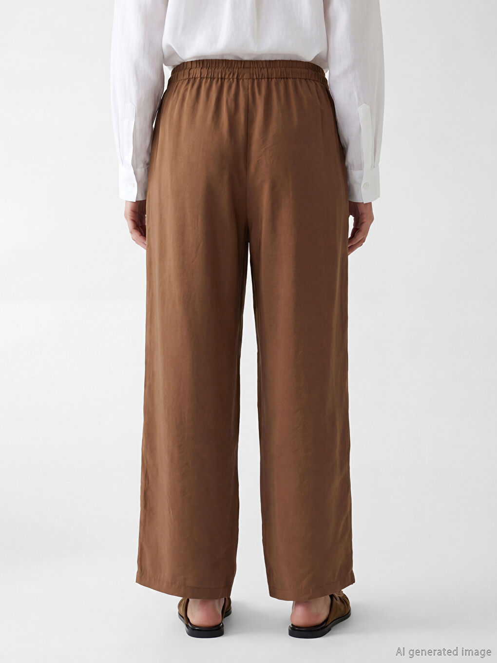 Дамски панталон от модална смес с еластична талия-2