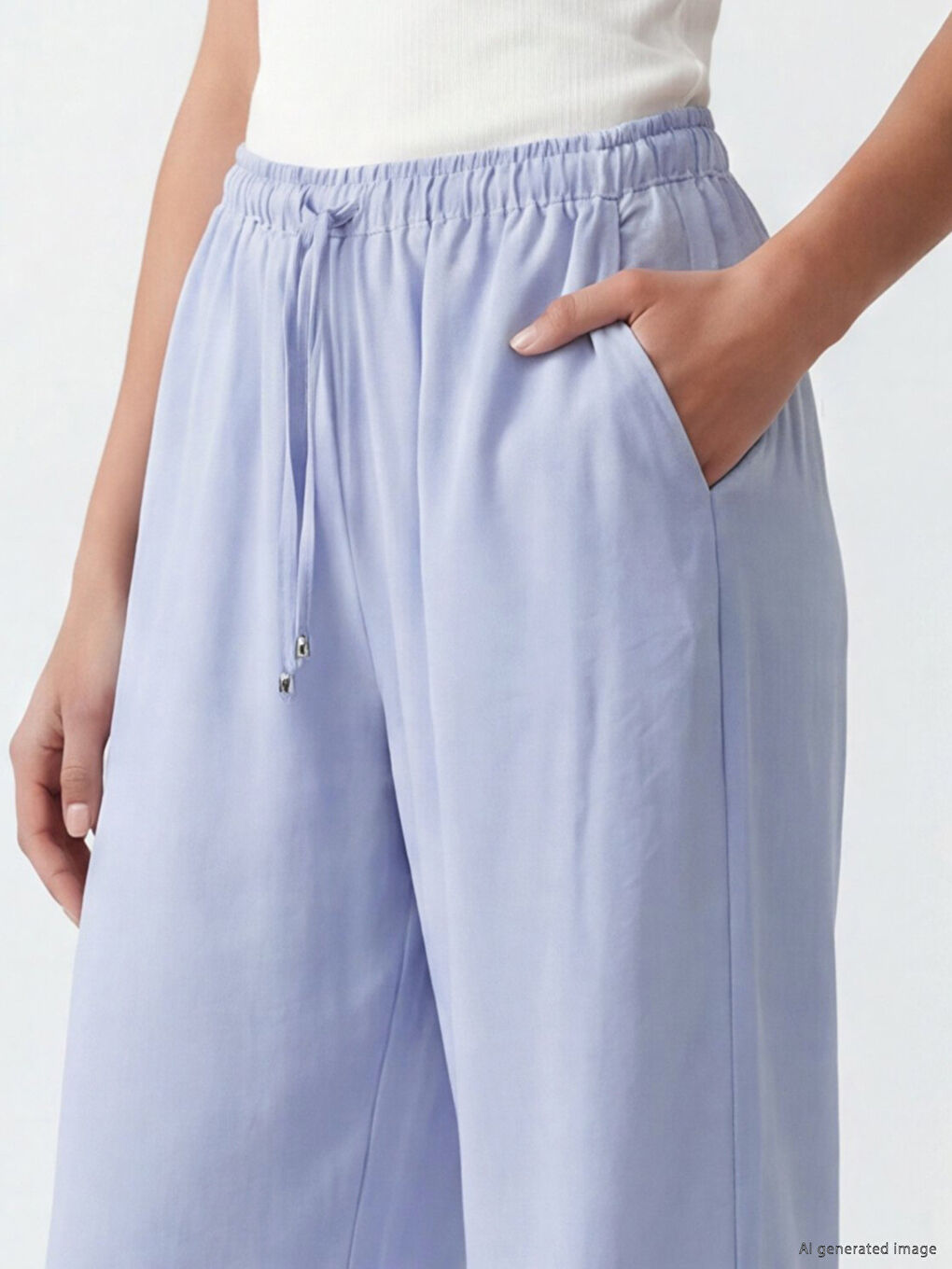 Elastic Waist Modal Blend Women's Trousers-2