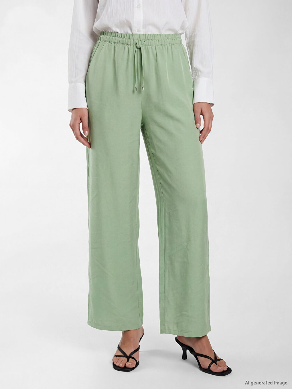 Pantaloni de damă din amestec de modal cu talie elastică-1
