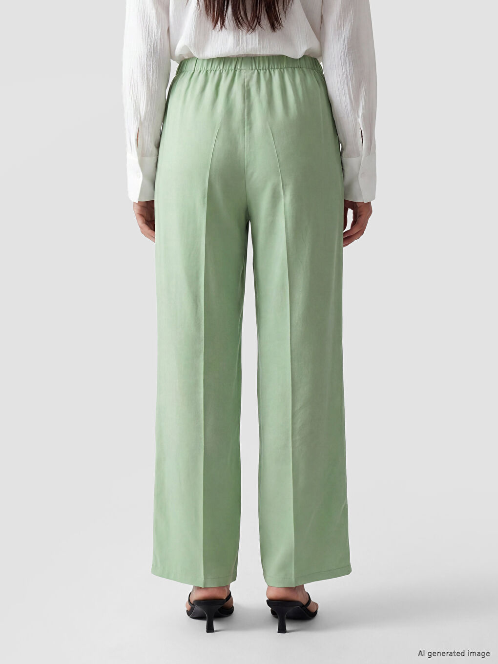 Pantaloni de damă din amestec de modal cu talie elastică-3