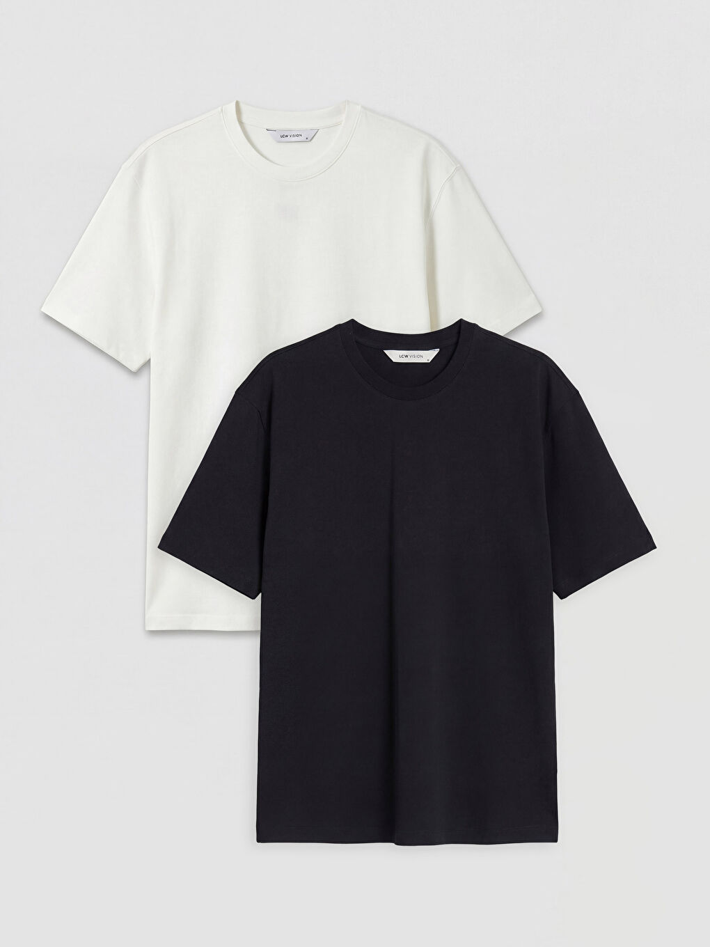 Ekru Bisiklet Yaka Erkek Tişört 2'li