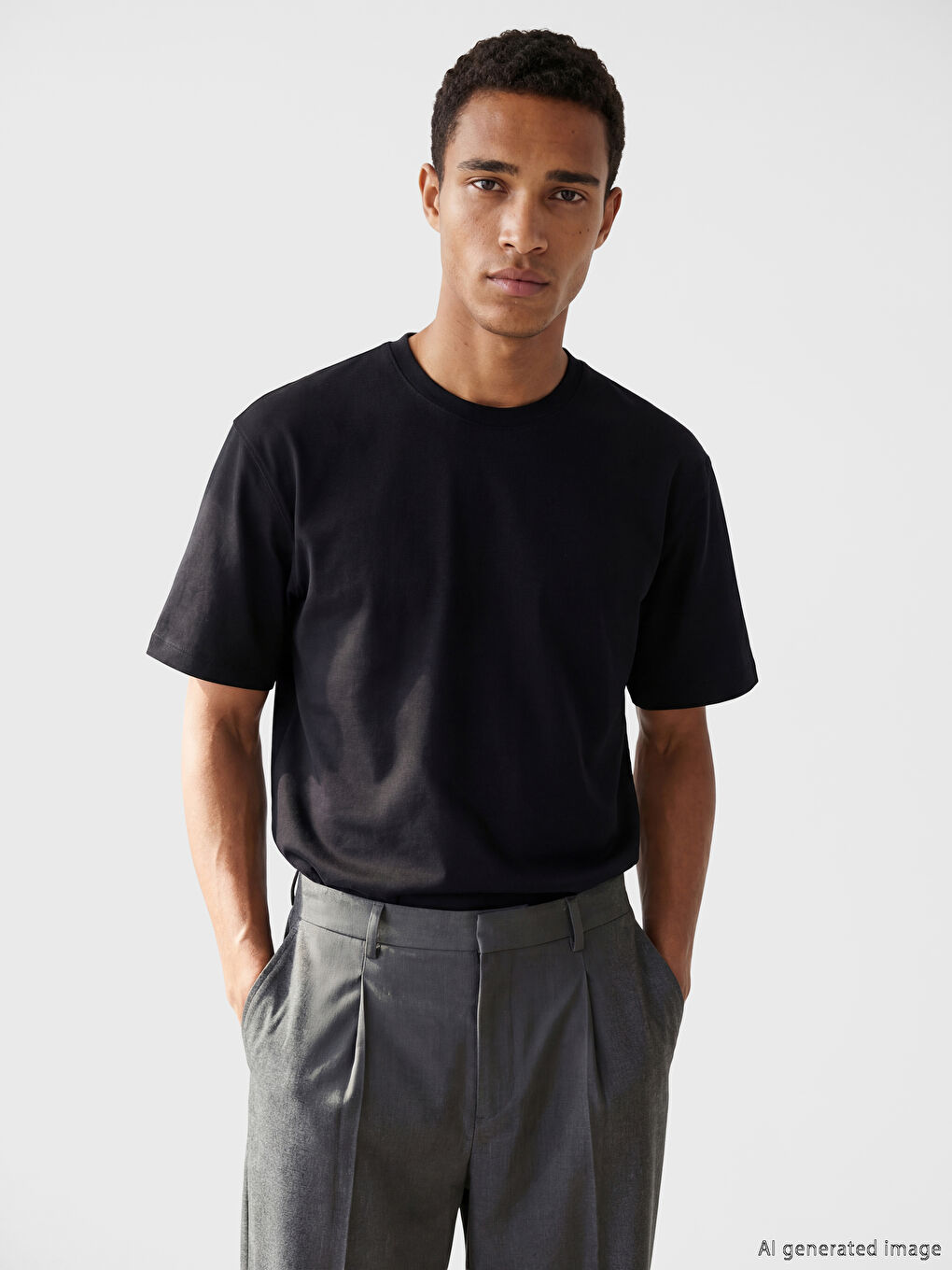 Beyaz Bisiklet Yaka Erkek Tişört 2'li-1