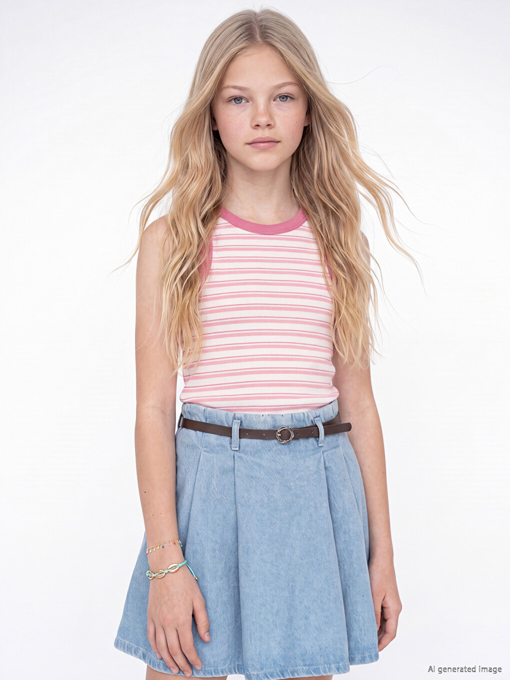 Crew Neck Striped Girls' Tank Top