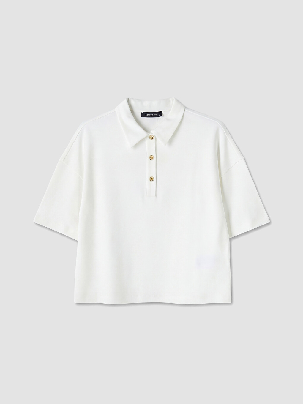 Ekru Polo Yaka Kadın Tişört-4