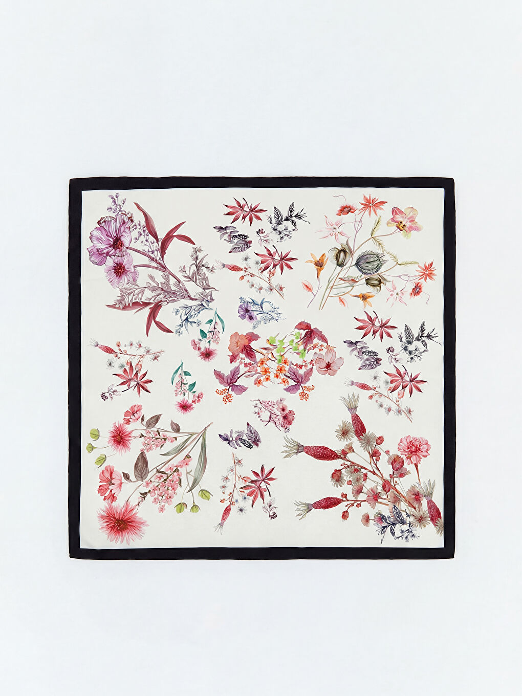 Ekru Çiçek Desenli Kadın Bandana-1