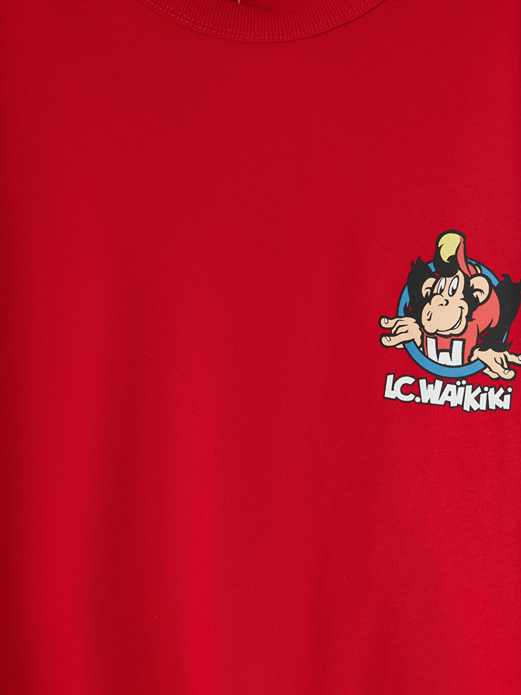 Kırmızı Nostaljik Maymun Baskılı Unisex Çocuk Tişört-6