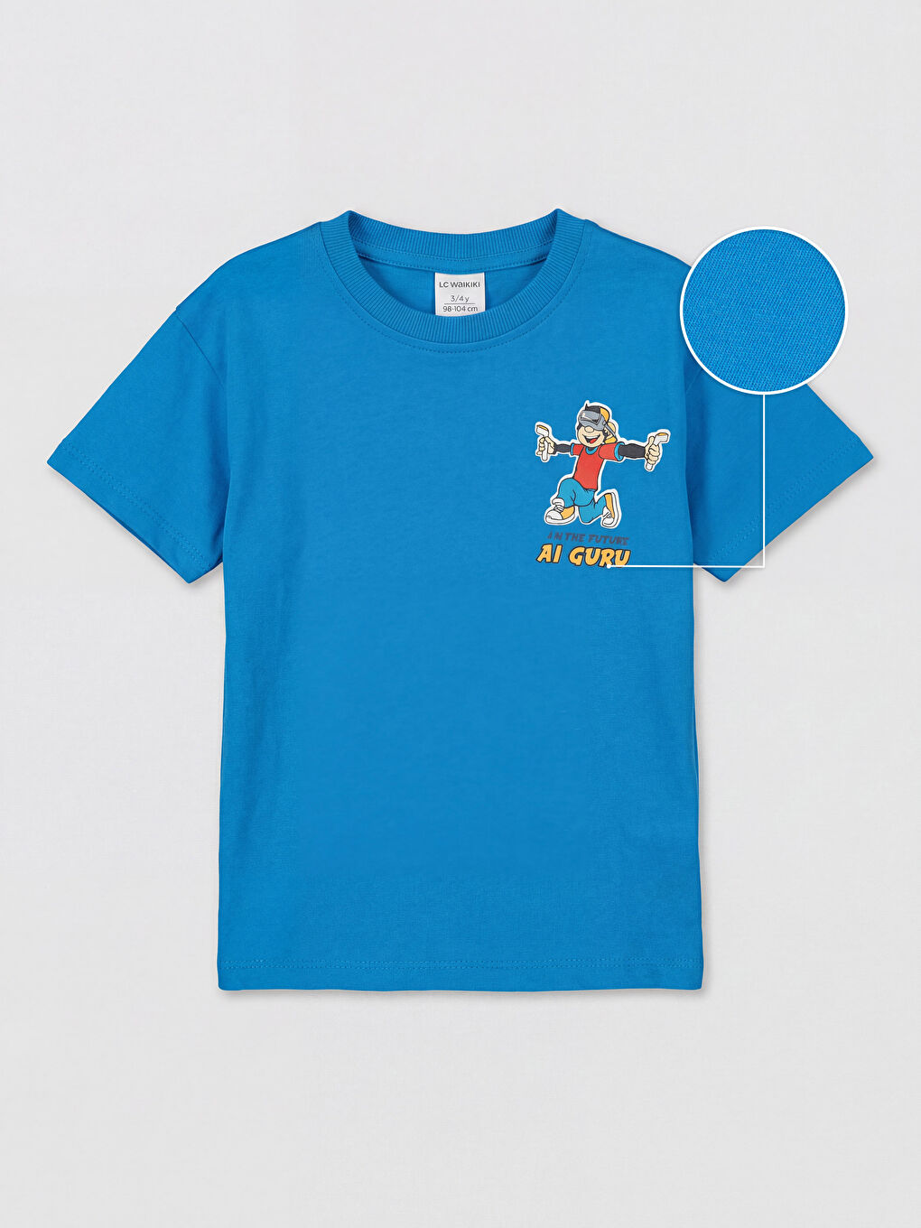 Mavi Bisiklet Yaka Baskılı Erkek Çocuk Tişört