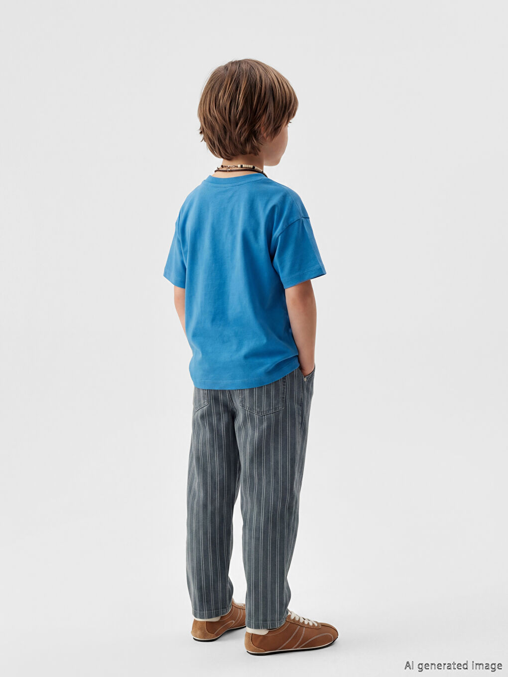 Mavi Bisiklet Yaka Baskılı Unisex Çocuk Tişört-3