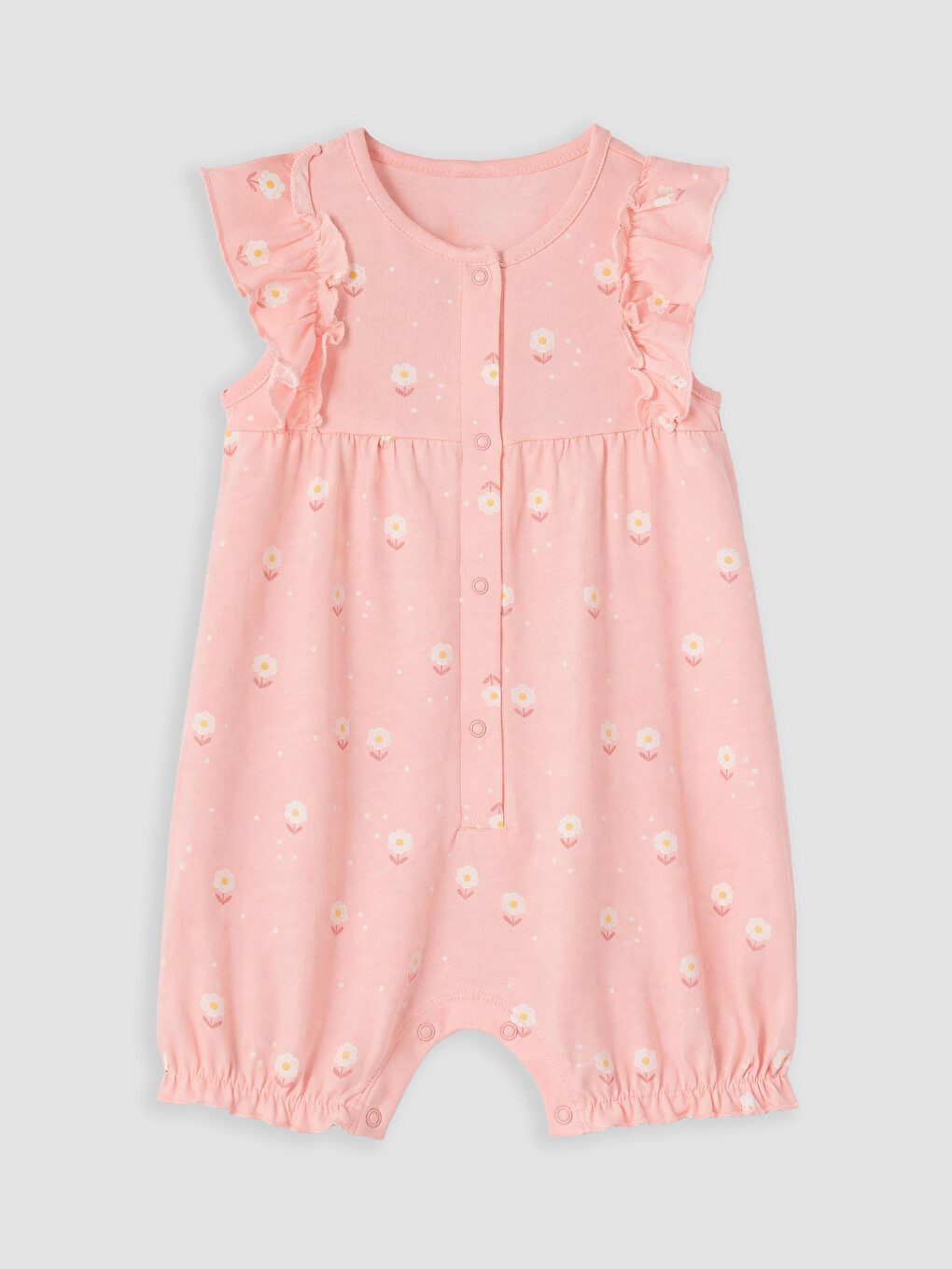 Pembe Çiçekli Kız Bebek Tulum
