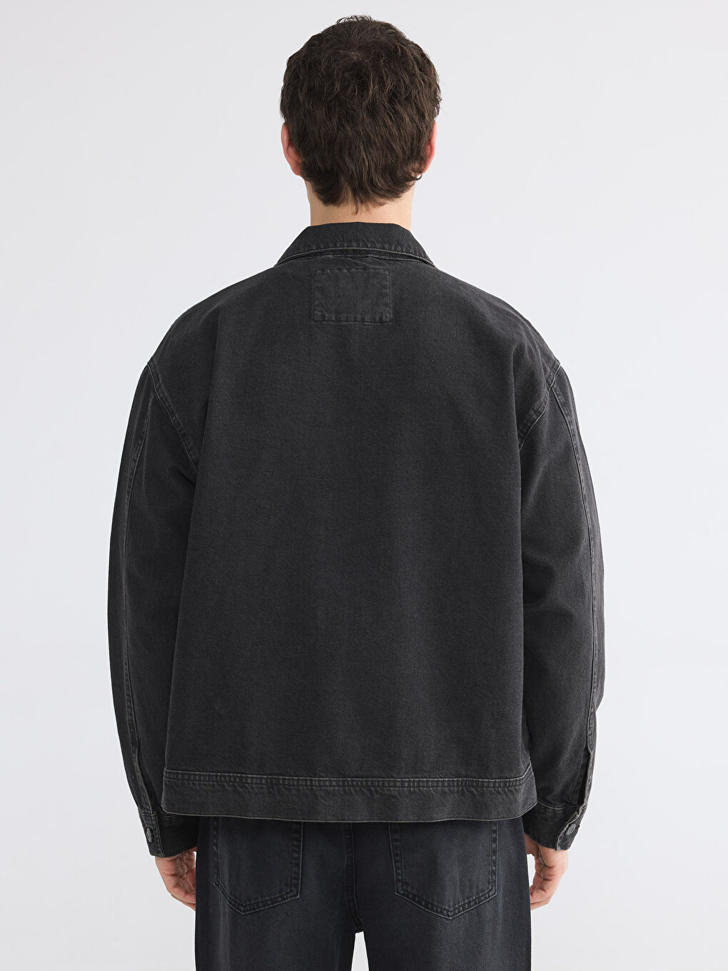 Antrasit Rahat Kalıp Erkek Jean Ceket-3