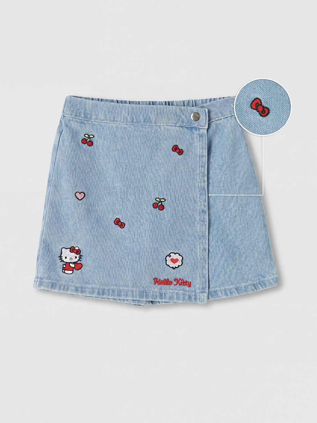 Mavi Hello Kitty Nakışlı Kız Çocuk Jean Şort Etek