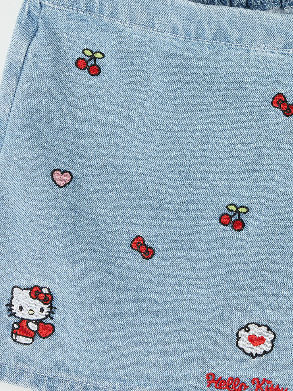 Mavi Hello Kitty Nakışlı Kız Çocuk Jean Şort Etek-2