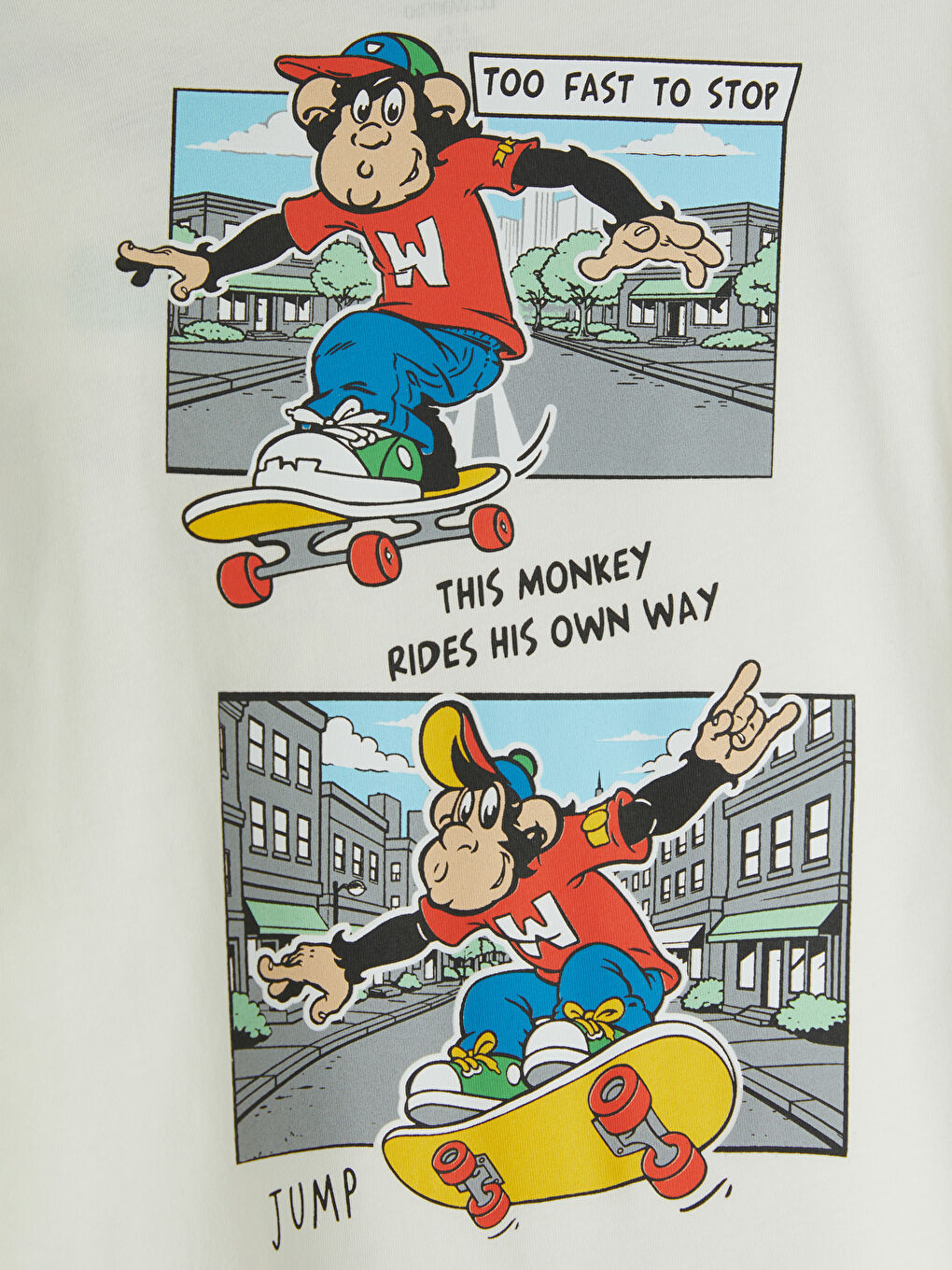 Ekru Nostaljik Maymun Baskılı Erkek Çocuk Tişört-3