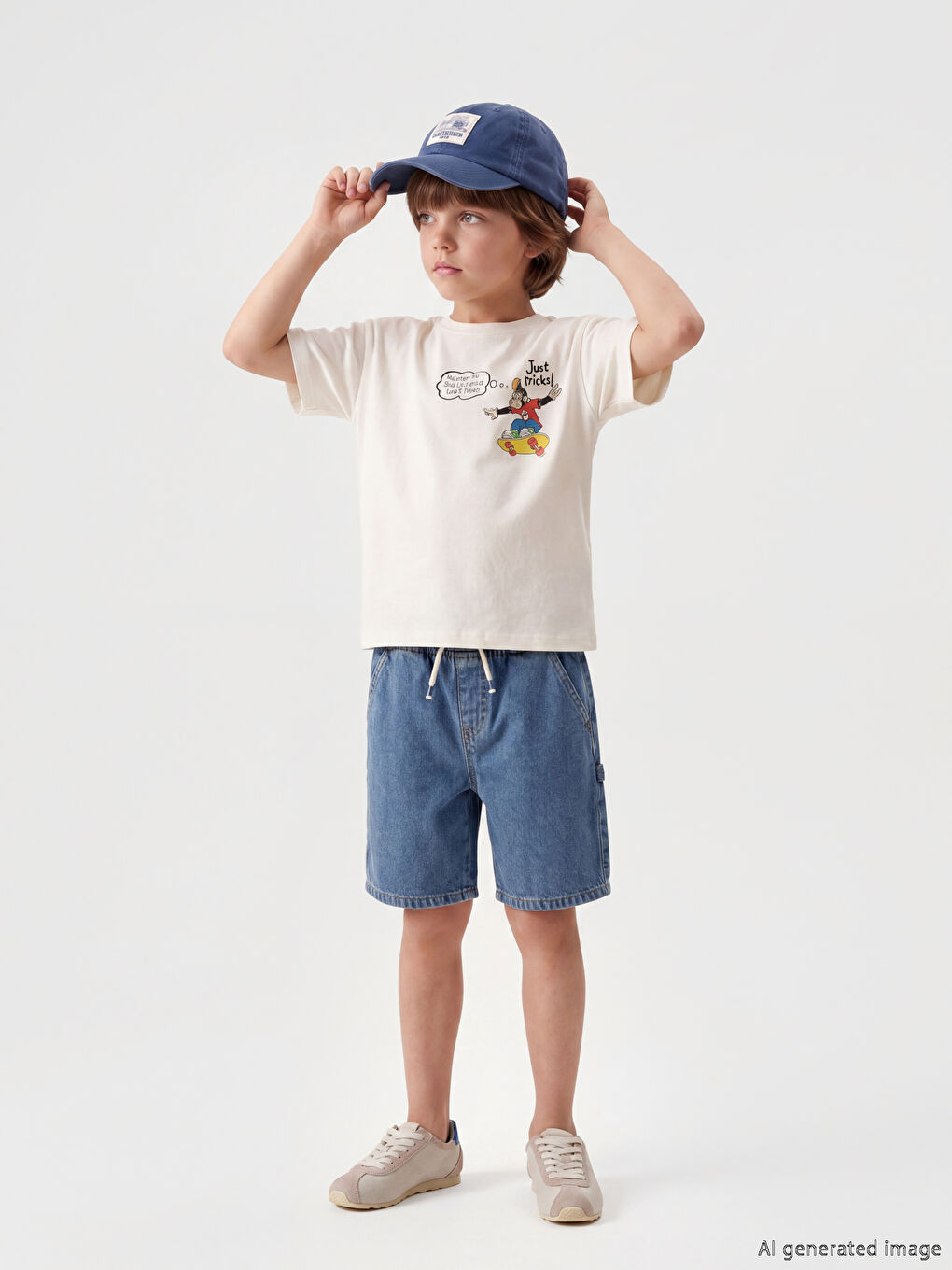 Ekru Nostaljik Maymun Baskılı Unisex Çocuk Tişört