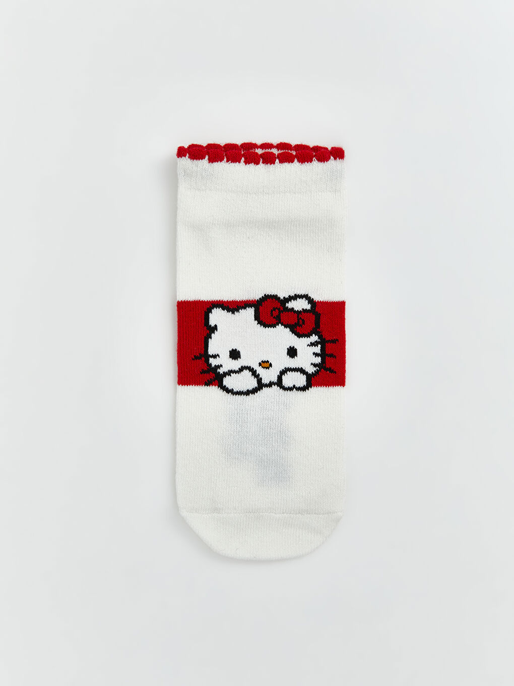 Ekru Hello Kitty Baskılı Kız Çocuk Patik Çorap 5'li-1