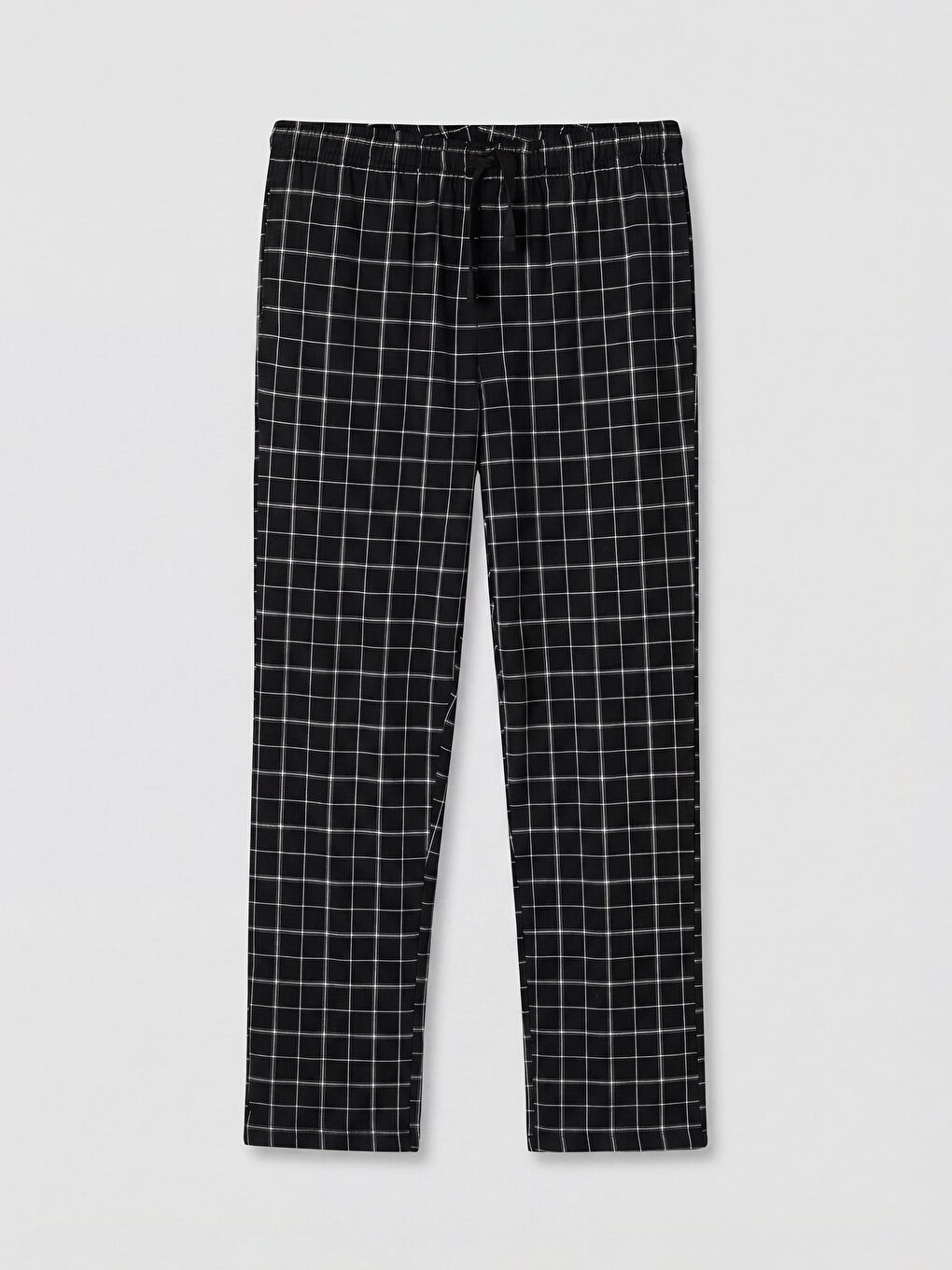 Siyah Regular Fit Ekose Erkek Pijama Alt-4