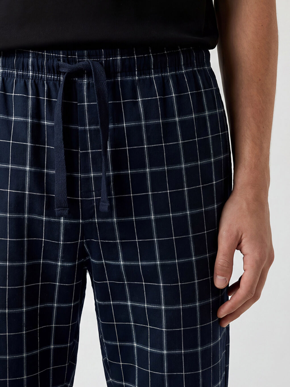 Lacivert Regular Fit Ekose Erkek Pijama Alt-2