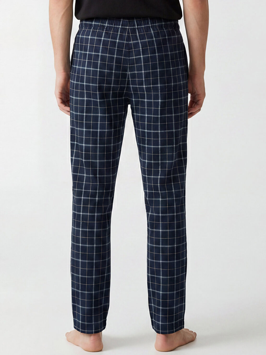 Lacivert Regular Fit Ekose Erkek Pijama Alt-3