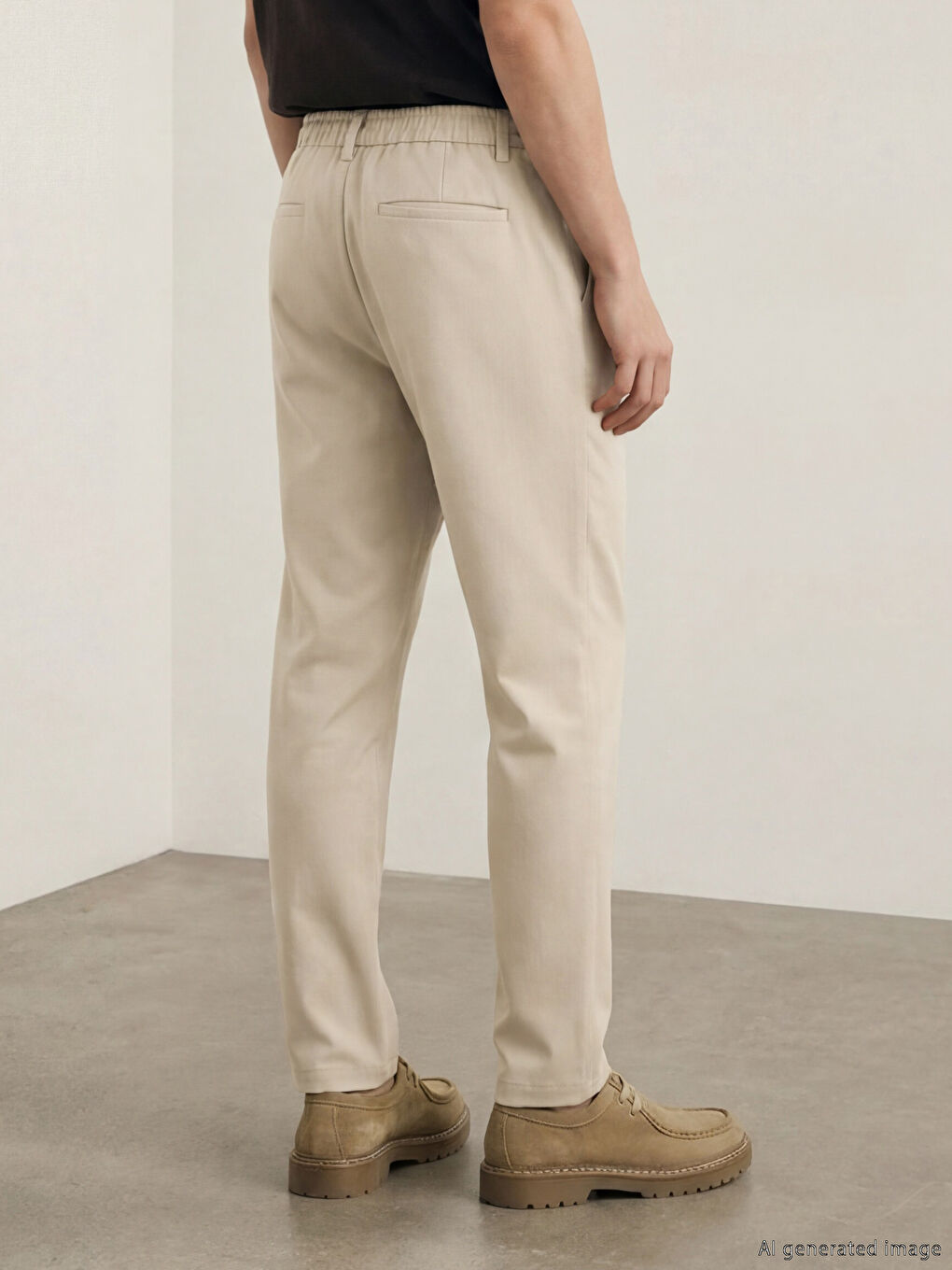 Bej Standart Kalıp Erkek Pantolon-3